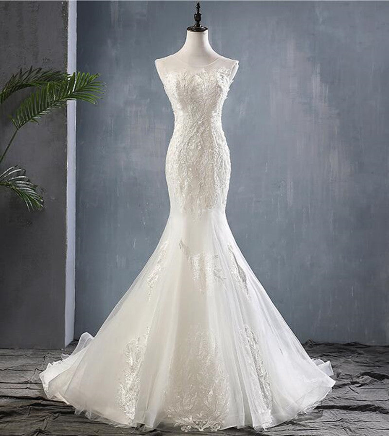 2023 New Designs Wholesale Wedding Dress O-Neck Sleeveless Backless Lace Vintage Wedding Gown Dress Bridal  