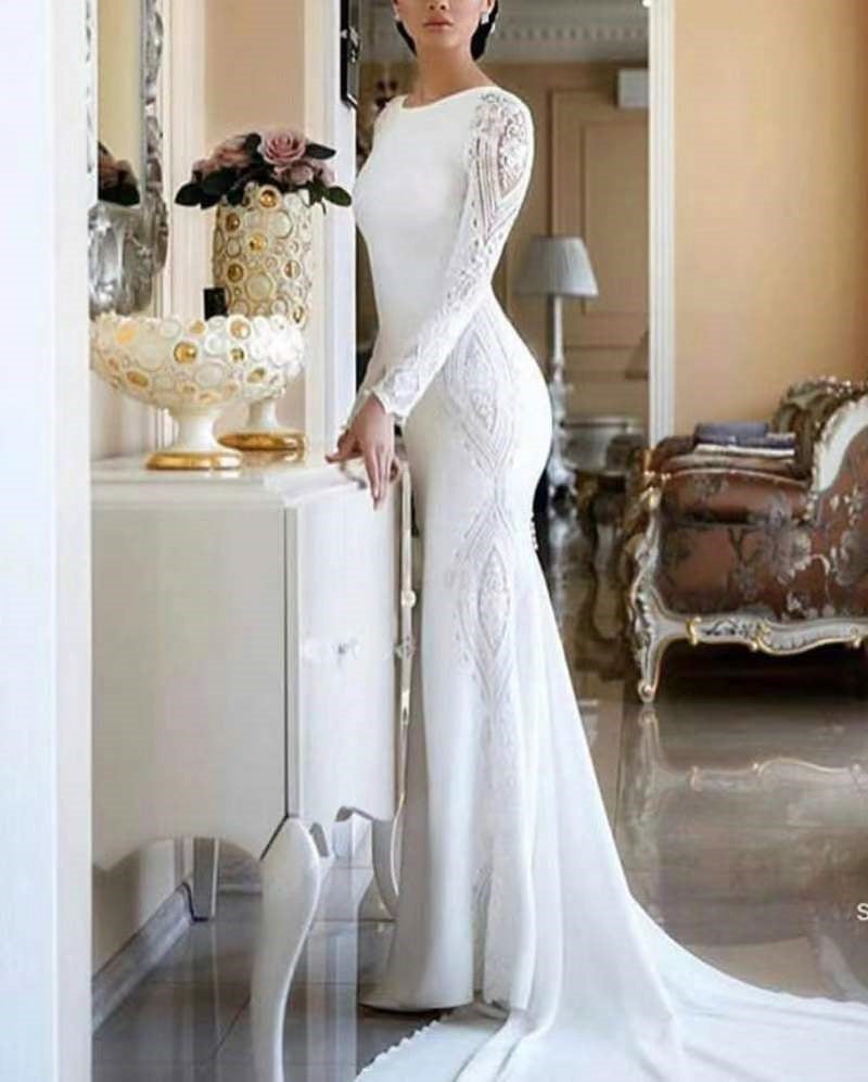 2023 Boho Wedding Dresses Lace Soft Satin Bridal Gowns Backless Long Sheath Princess Wedding Party Dress