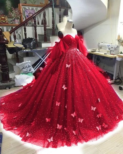 Off the Shoulder Princess Red Quinceanera Dresses