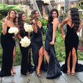 velvet bridesmaid dresses black 