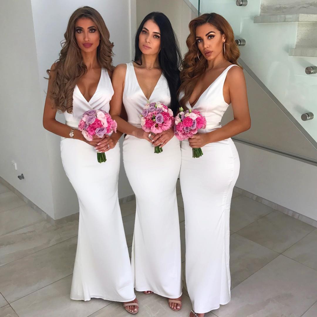 white bridesmaid dresses