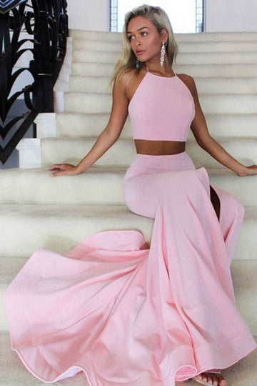 Pink Two Piece Prom Dress